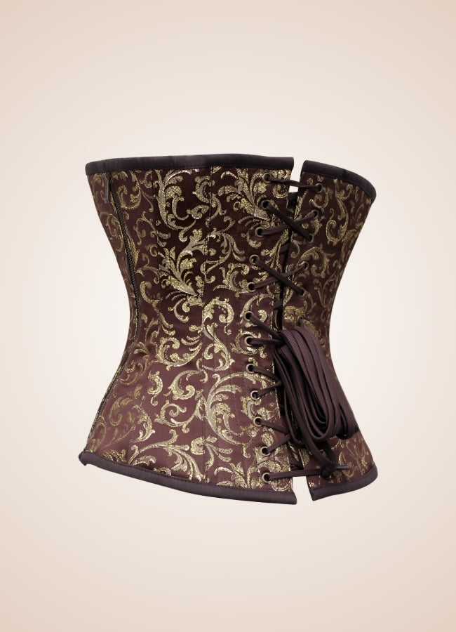 Brown Steampunk Brocade Corset Brown / 2XL brown-steampunk-brocade-corset-brown