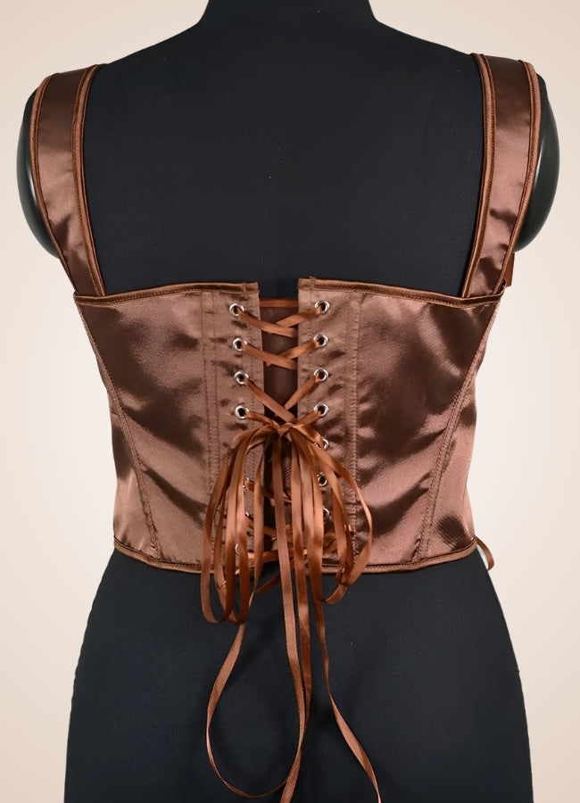 Brown Steampunk Medieval Lace Corset Brown / 2XS brown-steampunk-medieval-lace-corset-brown