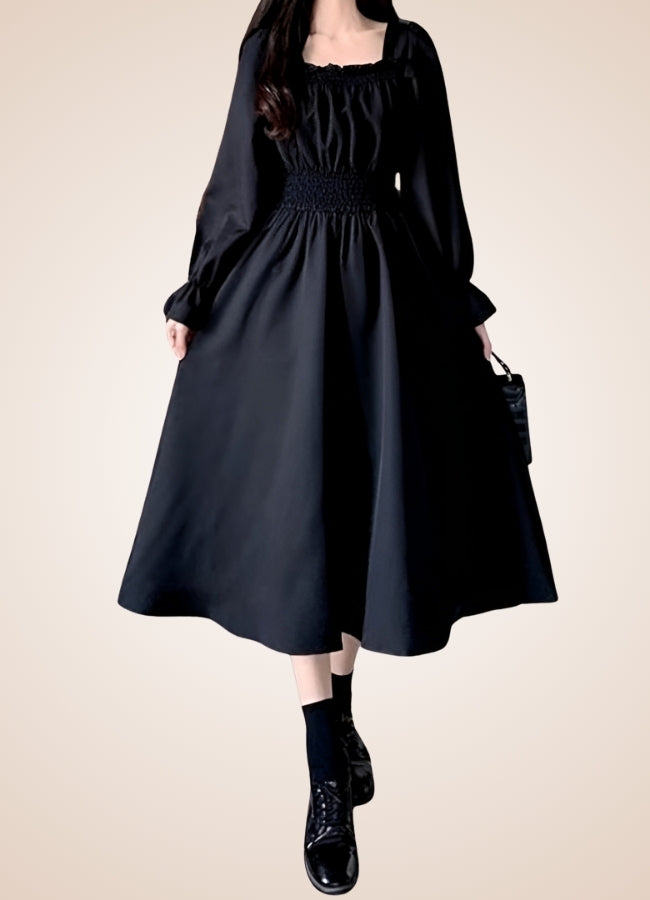 Classic Steampunk Long Dress Black / L classic-steampunk-long-dress-black