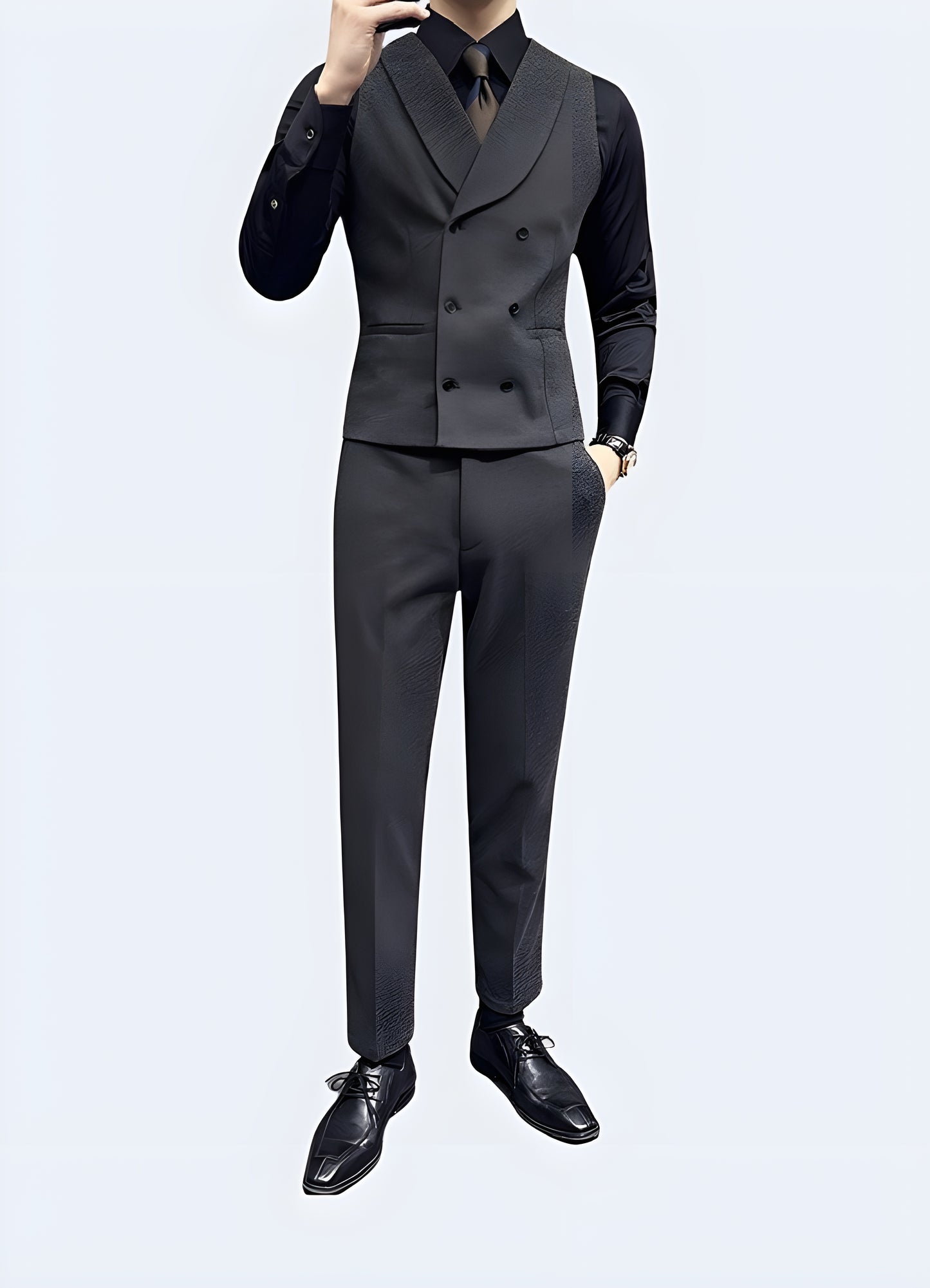 Steampunk Double Breasted Grey Vest Gray / XL steampunk-double-breasted-grey-vest-gray