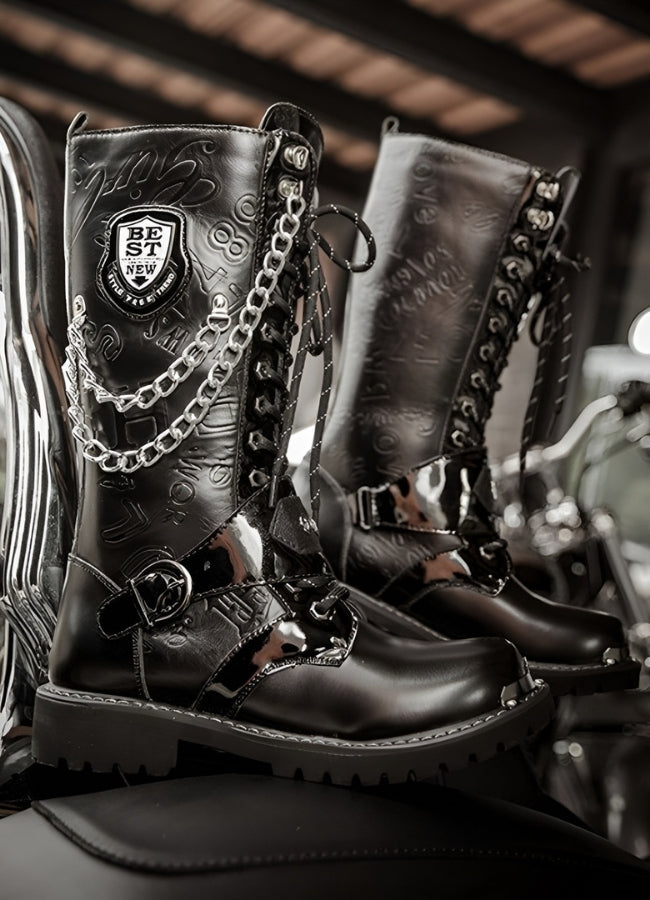 Steampunk Chain Boots Black / 11.0 steampunk-chain-boots-black