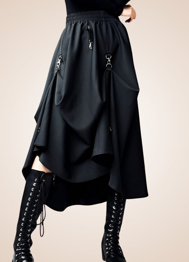 Steampunk Goth Pleated Skirt Black / L steampunk-goth-pleated-skirt-black
