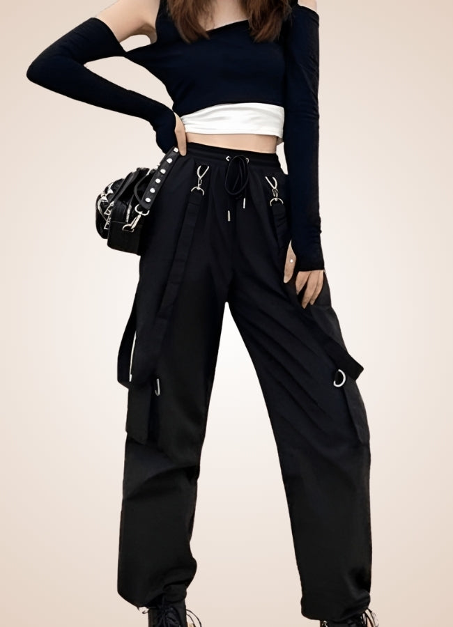 Steampunk Gothic Straps Pants Black / 3XI steampunk-gothic-straps-pants-black