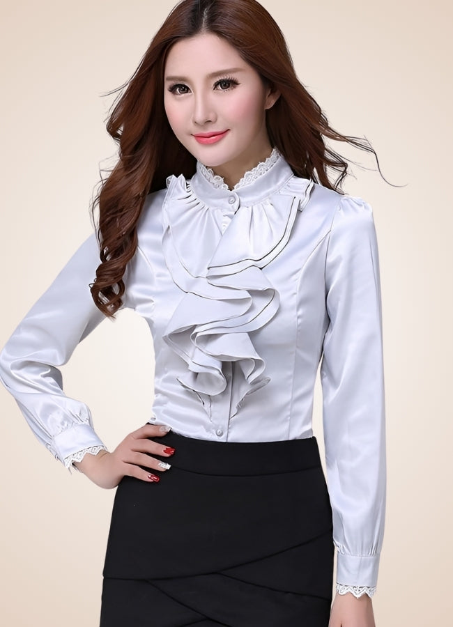 Steampunk Ruffles Chiffon Shirt Gray / 2XL steampunk-ruffles-chiffon-shirt-gray