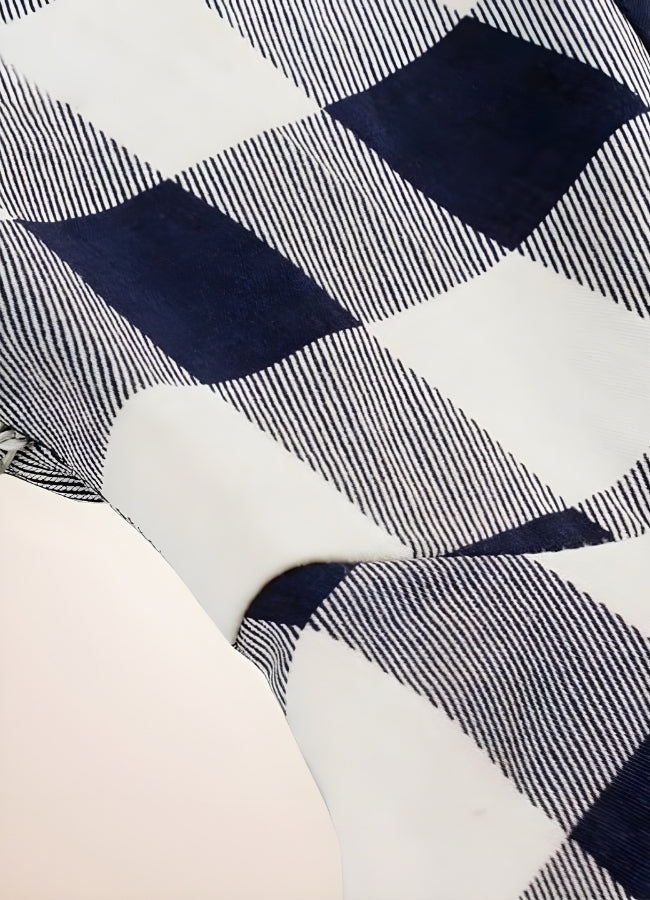 Women's Summer Short Sleeve Dress Blue Plaid / 3XL womens-summer-short-sleeve-dress-blue-plaid