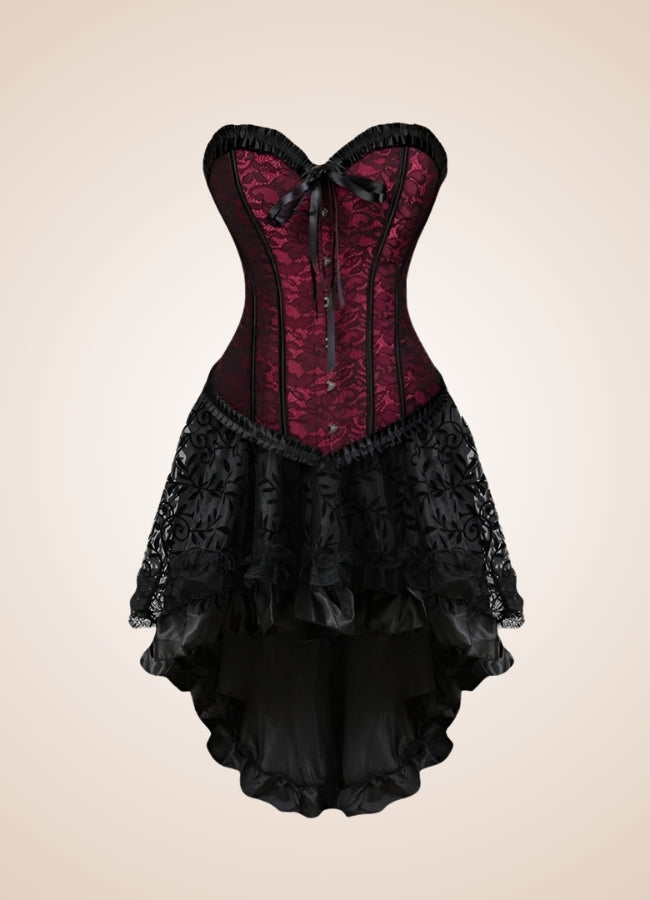 Red gothic Victorian corset dress, chosen by bust and waist