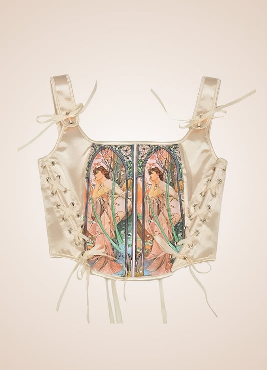 Beige Steampunk Medieval Lace Corset Beige / 2XL beige-steampunk-medieval-lace-corset-beige