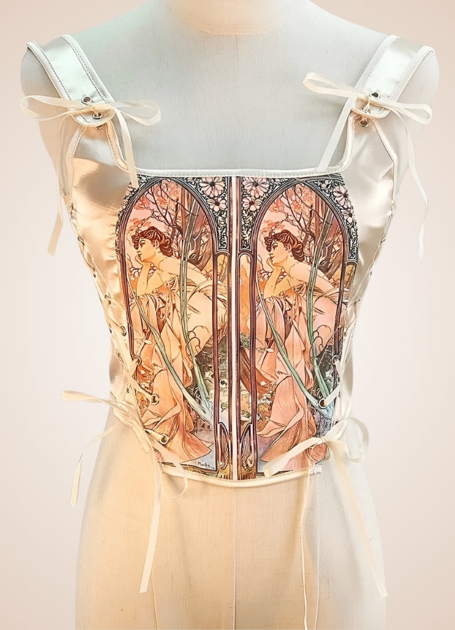 Beige Steampunk Medieval Lace Corset Beige / 2XL beige-steampunk-medieval-lace-corset-beige