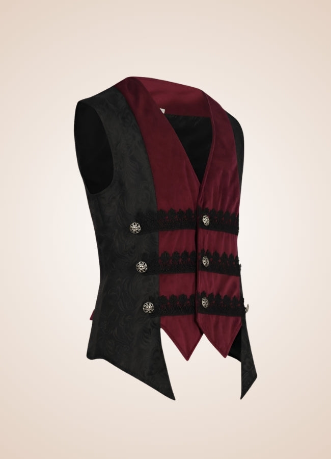 Black And Red Steampunk Vest Black Red / XL black-and-red-steampunk-vest-black-red