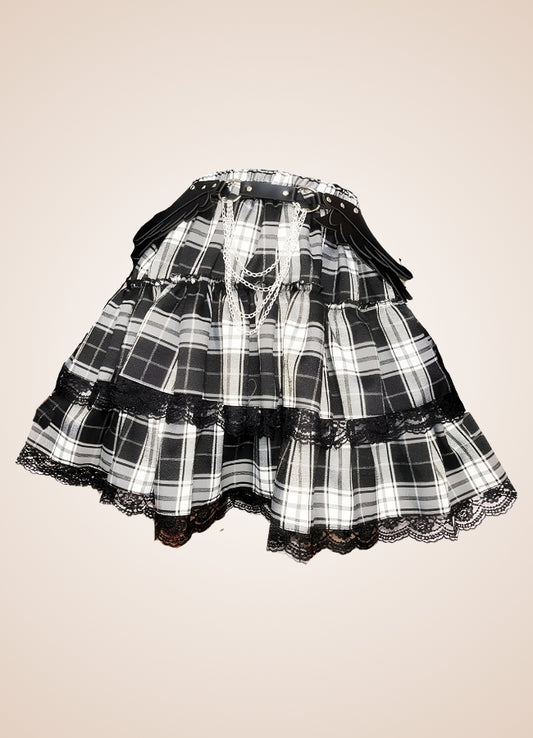 Black And White Steampunk Skirt Black White / L black-and-white-steampunk-skirt-black-white