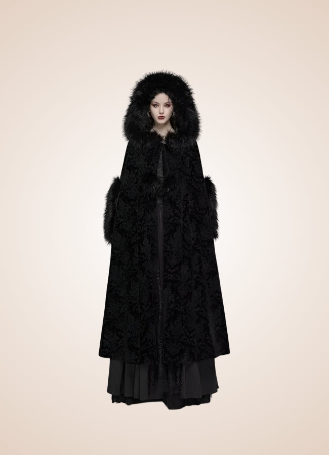 Black Gothic Women's Hooded Coat Black / M black-gothic-womens-hooded-coat-black