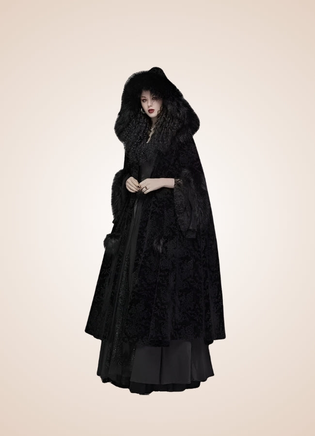 Black Gothic Women's Hooded Coat Black / M black-gothic-womens-hooded-coat-black