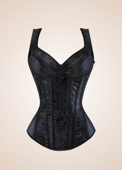 Black Lace Up Steampunk Bustier Black / 3XL black-lace-up-steampunk-bustier-black