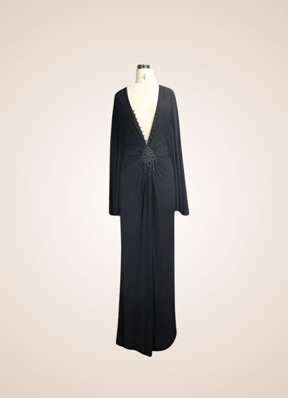 Black Steampunk Gothic Long Dress Black / 3XL-4XL black-steampunk-gothic-long-dress-black