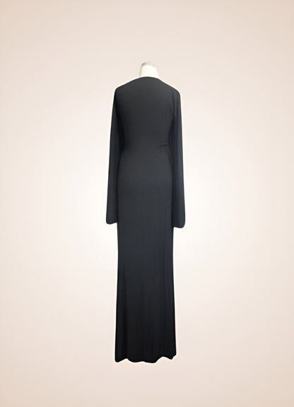 Black Steampunk Gothic Long Dress Black / 3XL-4XL black-steampunk-gothic-long-dress-black