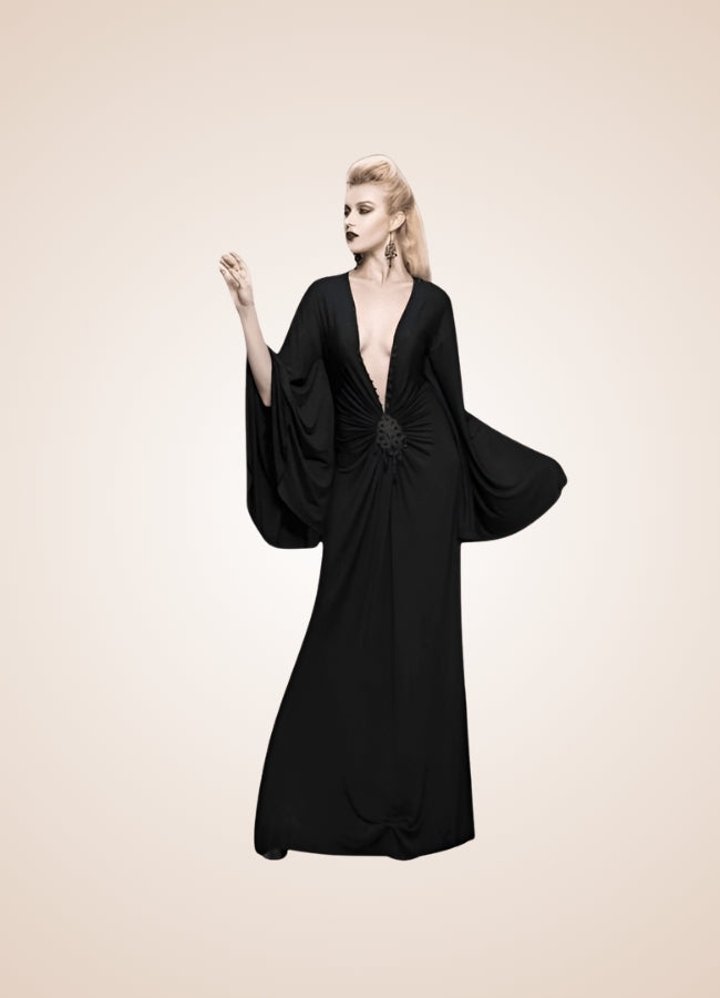 Black Steampunk Gothic Long Dress Black / 3XL-4XL black-steampunk-gothic-long-dress-black