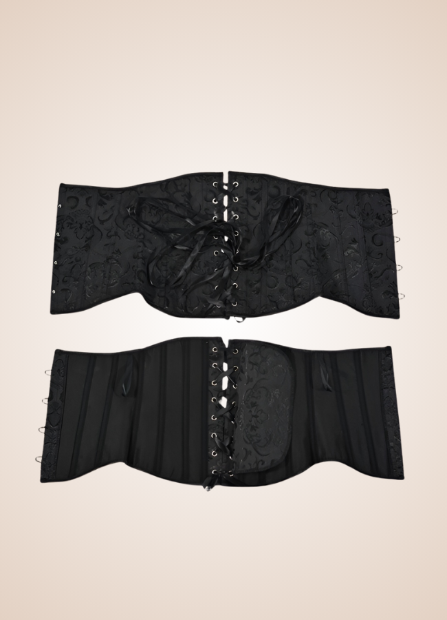 Schwarzes Unterbrustkorsett im Steampunk-Stil