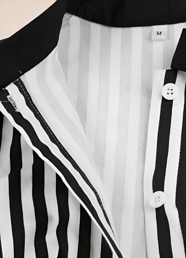 Bowknot Striped Steampunk Dress Black Stripes / 2XL bowknot-striped-steampunk-dress-black-stripes