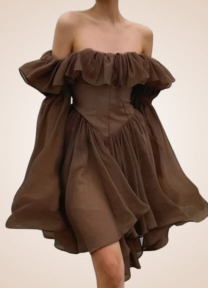 Brown Overbust Steampunk Corset Dress Brown / M brown-overbust-steampunk-corset-dress-brown