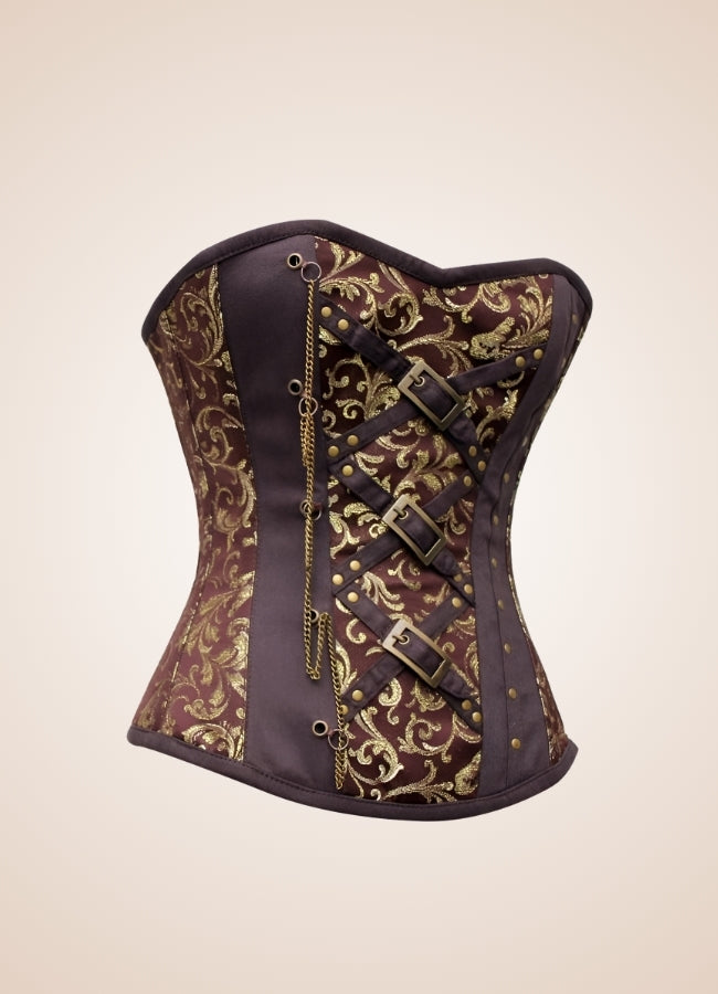 Brown Steampunk Brocade Corset Brown / 2XL brown-steampunk-brocade-corset-brown