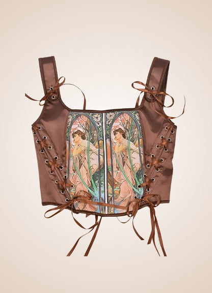 Brown Steampunk Medieval Lace Corset Brown / 2XS brown-steampunk-medieval-lace-corset-brown