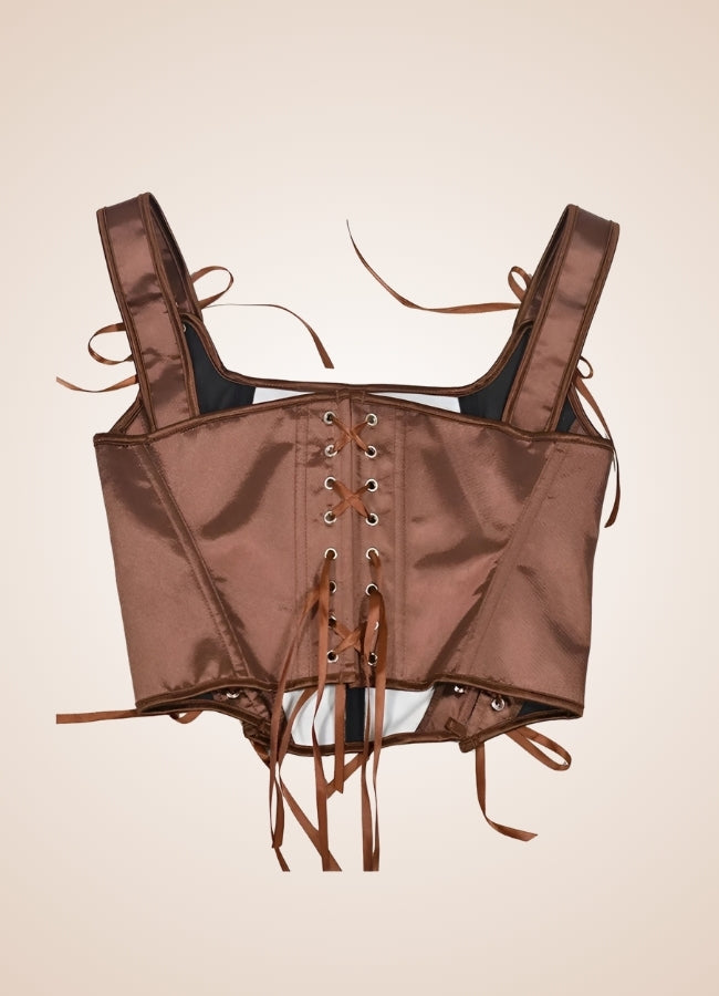 Brown Steampunk Medieval Lace Corset Brown / 2XS brown-steampunk-medieval-lace-corset-brown