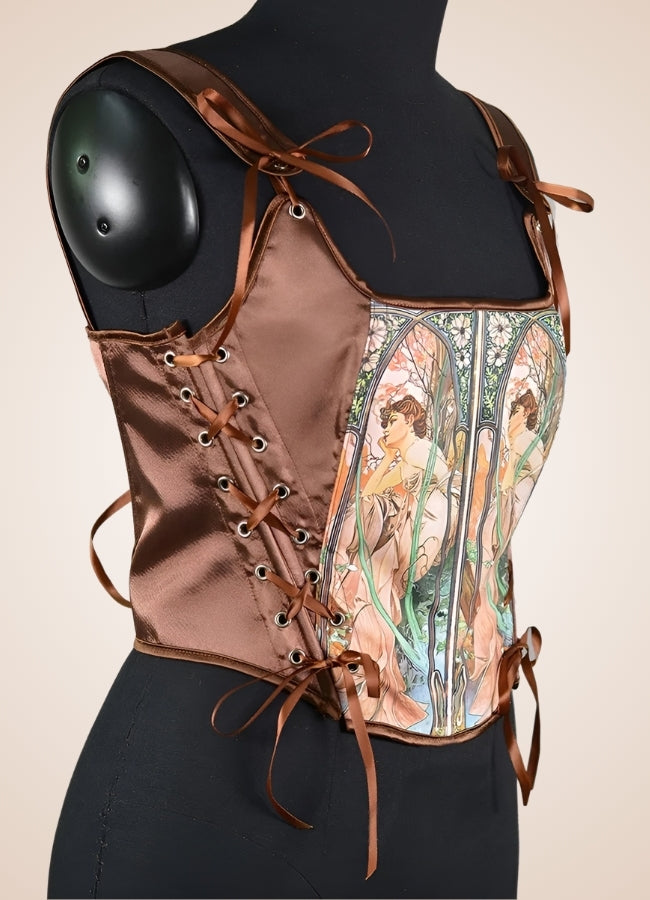 Brown Steampunk Medieval Lace Corset Brown / 2XS brown-steampunk-medieval-lace-corset-brown