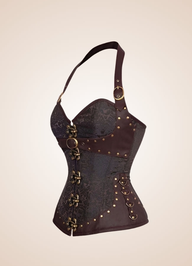 Brown Steampunk Pirate Corset Brown / XL brown-steampunk-pirate-corset-brown
