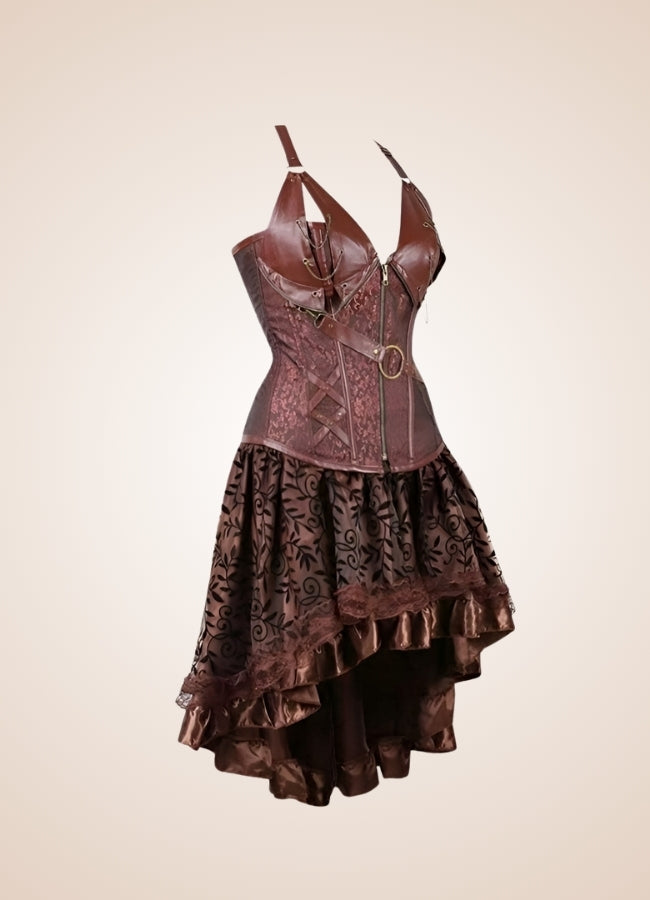 Brown Steampunk Pirate Dress Brown / 5XL brown-steampunk-pirate-dress-brown
