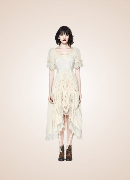 Creamy White Steampunk Dress Beige / 2XL creamy-white-steampunk-dress-beige