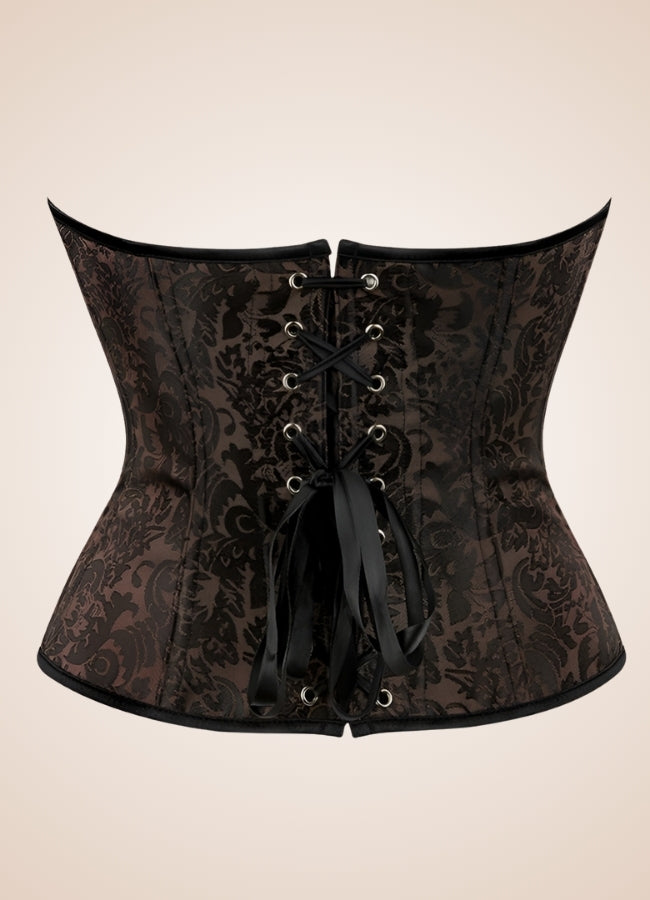 Dark Brown Paisley Pattern Corset Dark Brown / XL dark-brown-paisley-pattern-corset-dark-brown