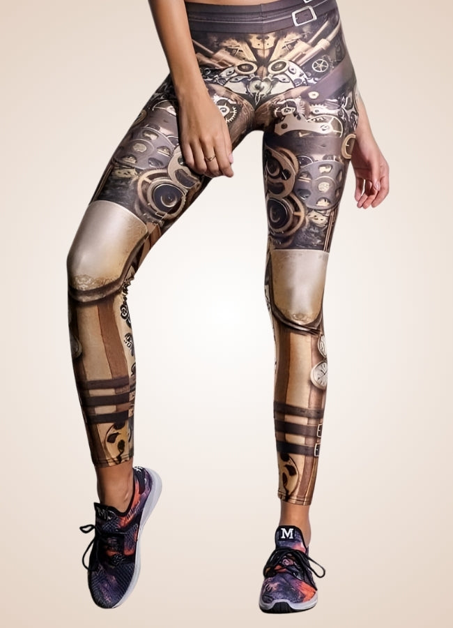 Dark Brown Steampunk Gear Legging Brown 