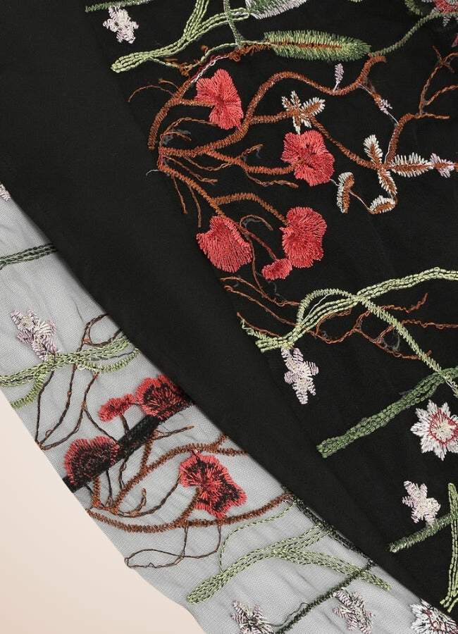 Floral Mesh Steampunk Dress Black Stripes / XL floral-mesh-steampunk-dress-black-stripes