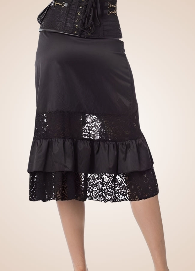 Front Buckle Steampunk Skirt Black / XL front-buckle-steampunk-skirt-black