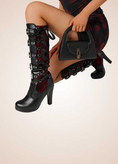Gothic Belt Buckle Boots Red / 12.5 gothic-belt-buckle-boots-red
