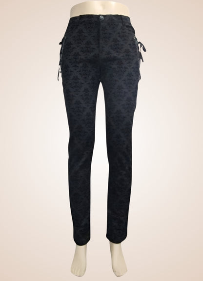 Gothic Black Baroque Pattern Pants Black / 2XL gothic-black-baroque-pattern-pants-black