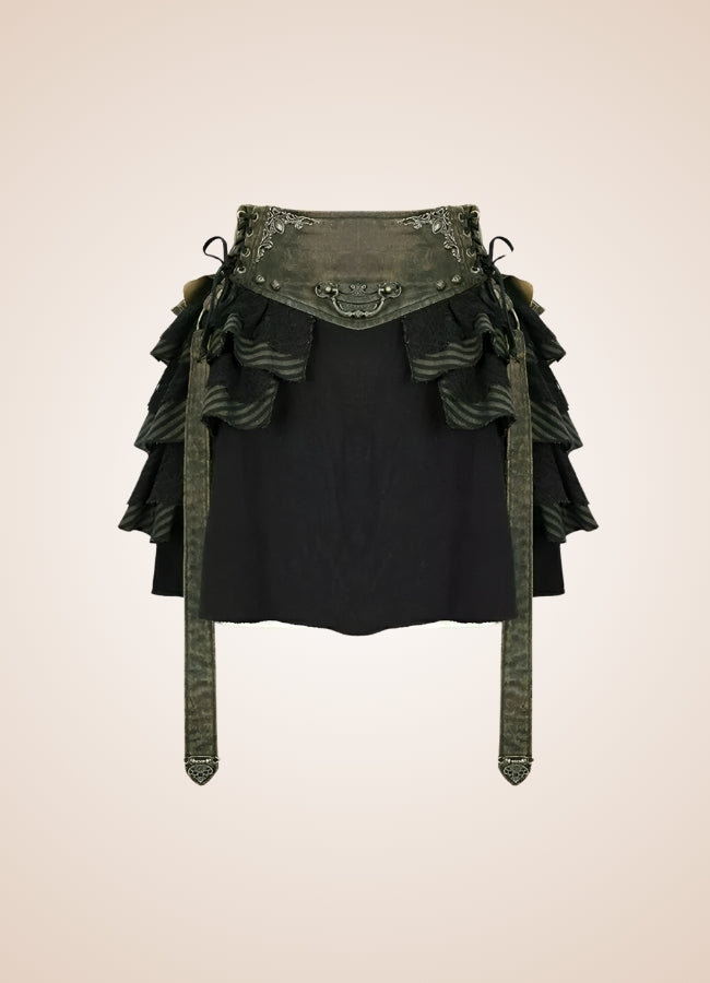 Gothic Flat Bone Lolita Skirt Black / 2XS gothic-flat-bone-lolita-skirt-black