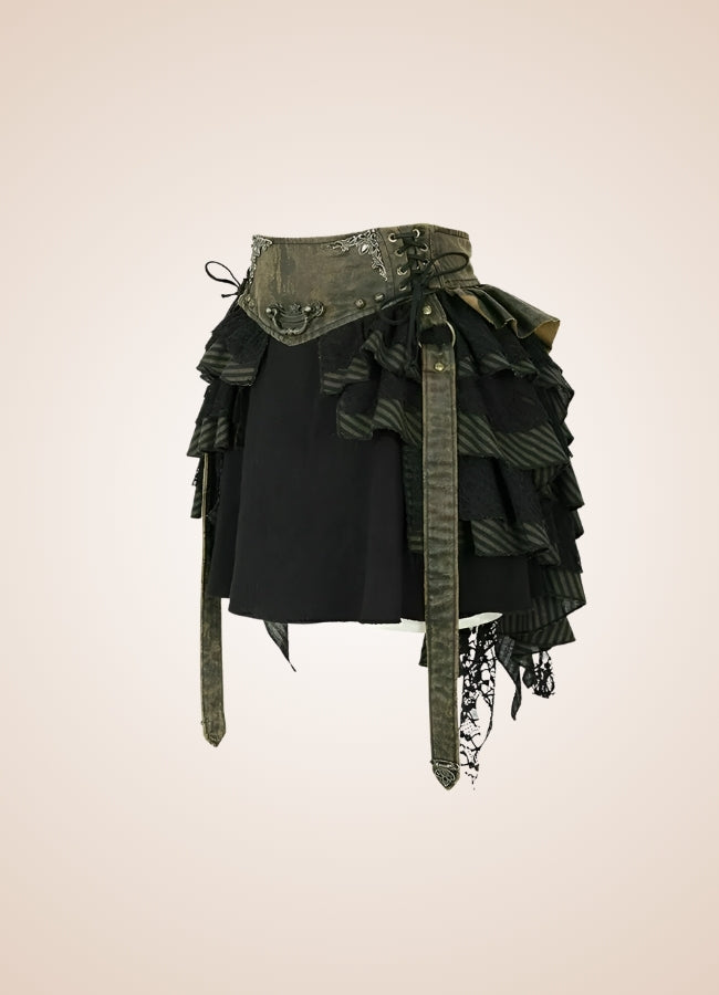 Gothic Flat Bone Lolita Skirt Black / 2XS gothic-flat-bone-lolita-skirt-black