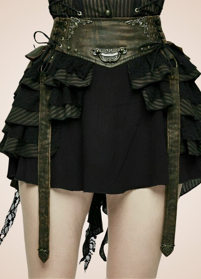 Gothic Flat Bone Lolita Skirt Black / 2XS gothic-flat-bone-lolita-skirt-black