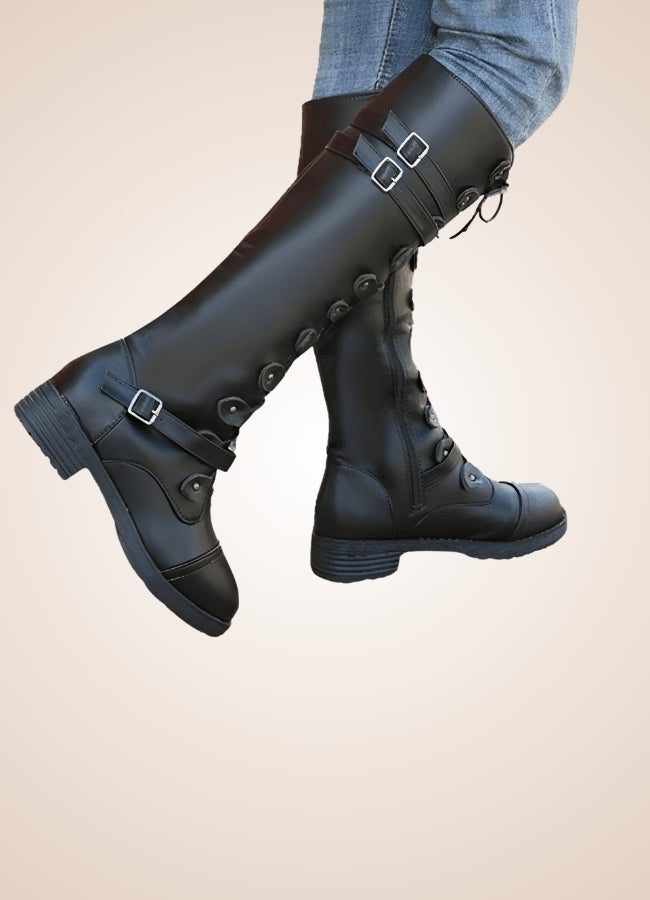 Gothic Knee High Lace Up Boots Black / 12.5 gothic-knee-high-lace-up-boots-black