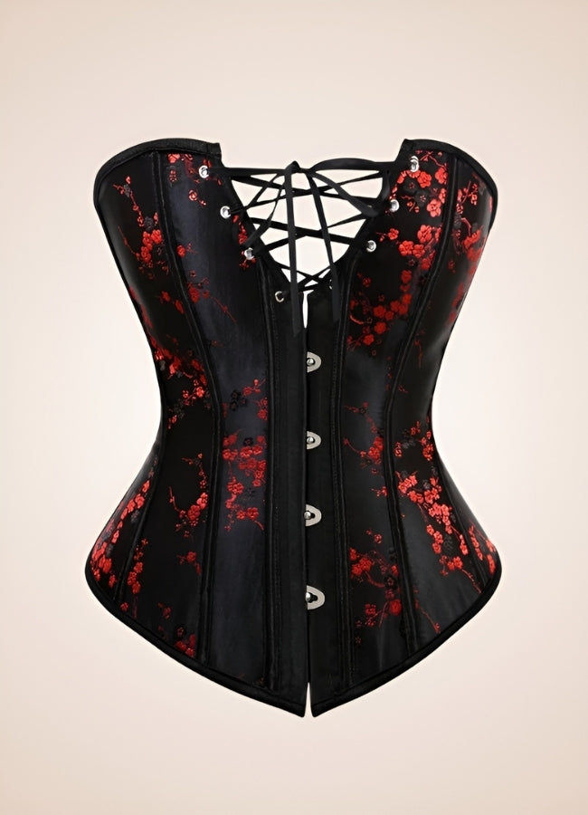 Gothic Lace Up Flower Corset Black / 4XL gothic-lace-up-flower-corset-black