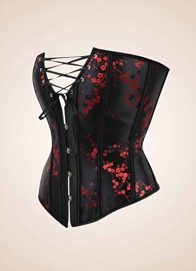 Gothic Lace Up Flower Corset Black / 4XL gothic-lace-up-flower-corset-black