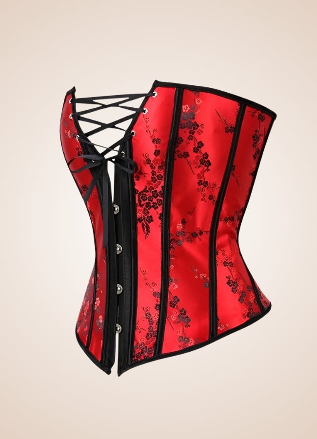 Gothic Lace Up Flower Corset Red / 4XL gothic-lace-up-flower-corset-red