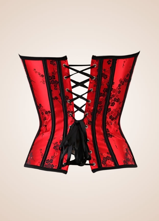 Gothic Lace Up Flower Corset Red / 4XL gothic-lace-up-flower-corset-red
