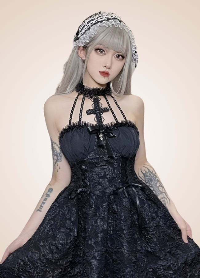 Gothic Lolita Corset Dress Black / M gothic-lolita-corset-dress-black