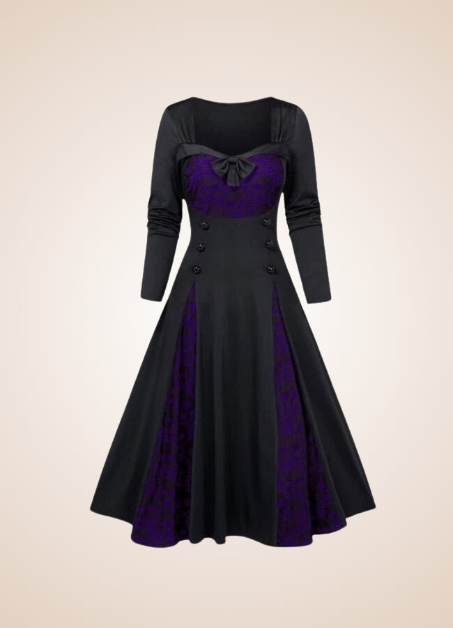 Gothic Skull Print Long Dress Dark Purple / 4XL gothic-skull-print-long-dress-dark-purple