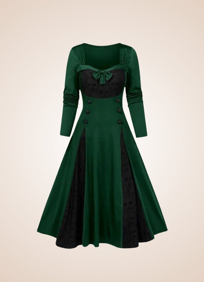 Gothic Skull Print Long Dress Green / 4XL gothic-skull-print-long-dress-green