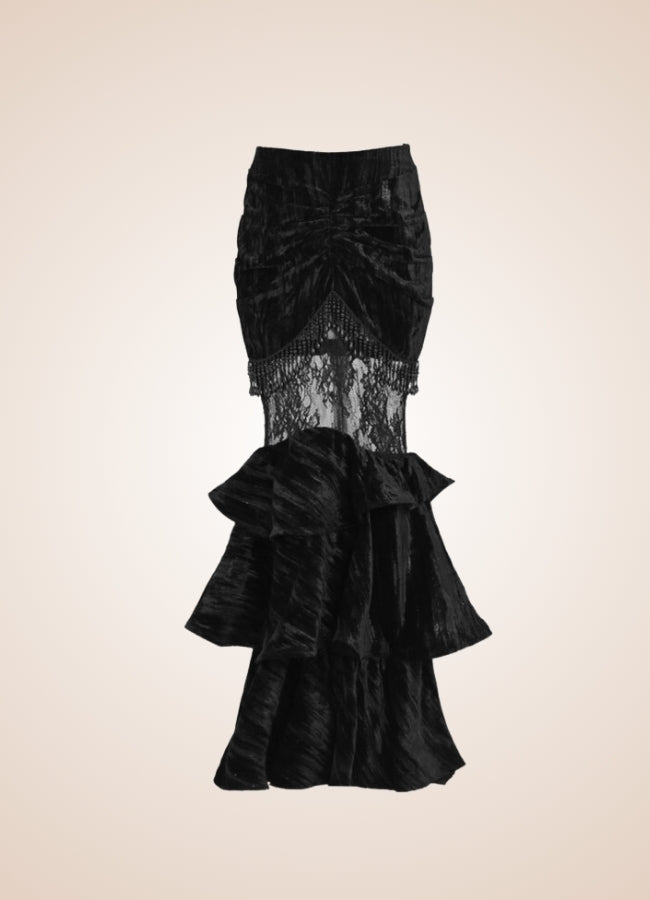 Gothic Steampunk Long Skirt Black / L gothic-steampunk-long-skirt-black