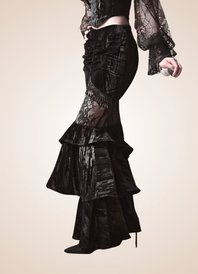 Gothic Steampunk Long Skirt Black / L gothic-steampunk-long-skirt-black