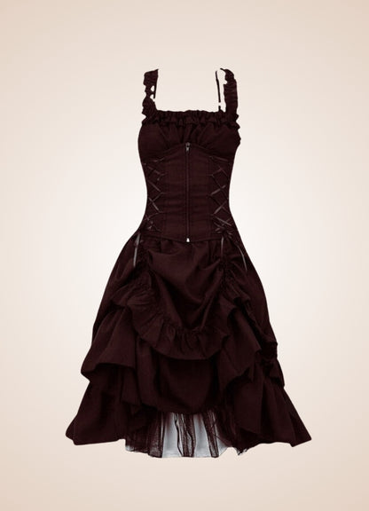Gothic Victorian Long Dress Wine Red / 4XL gothic-victorian-long-dress-wine-red